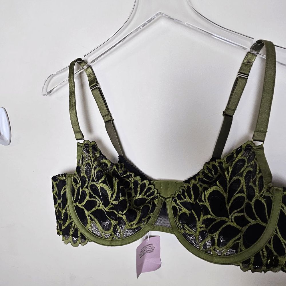Savage Fenty Sorry Not Sorry Bra Rihanna Unlined Balconette Women's Black/Green